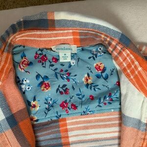 Sundance Plaid Long Shirt Dress or Jacket orange, blue, white